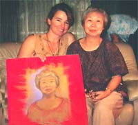 Jane with Hiroshima survivor and her portrait